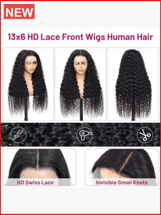 Deep Wave Lace Front Wig Human Hair 13x6 HD Transparent Lace Pre Plucked main image 5
